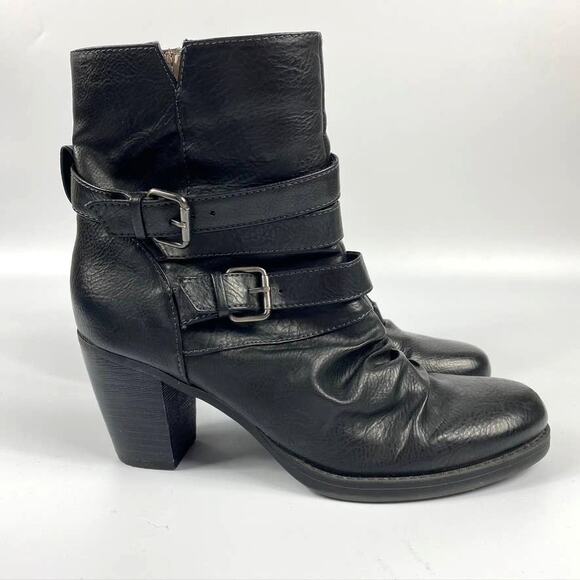 Womens Natural Soul Naturalizer Carma Block Heel Strappy Ankle Boot Black 9.5 - Picture 1 of 9